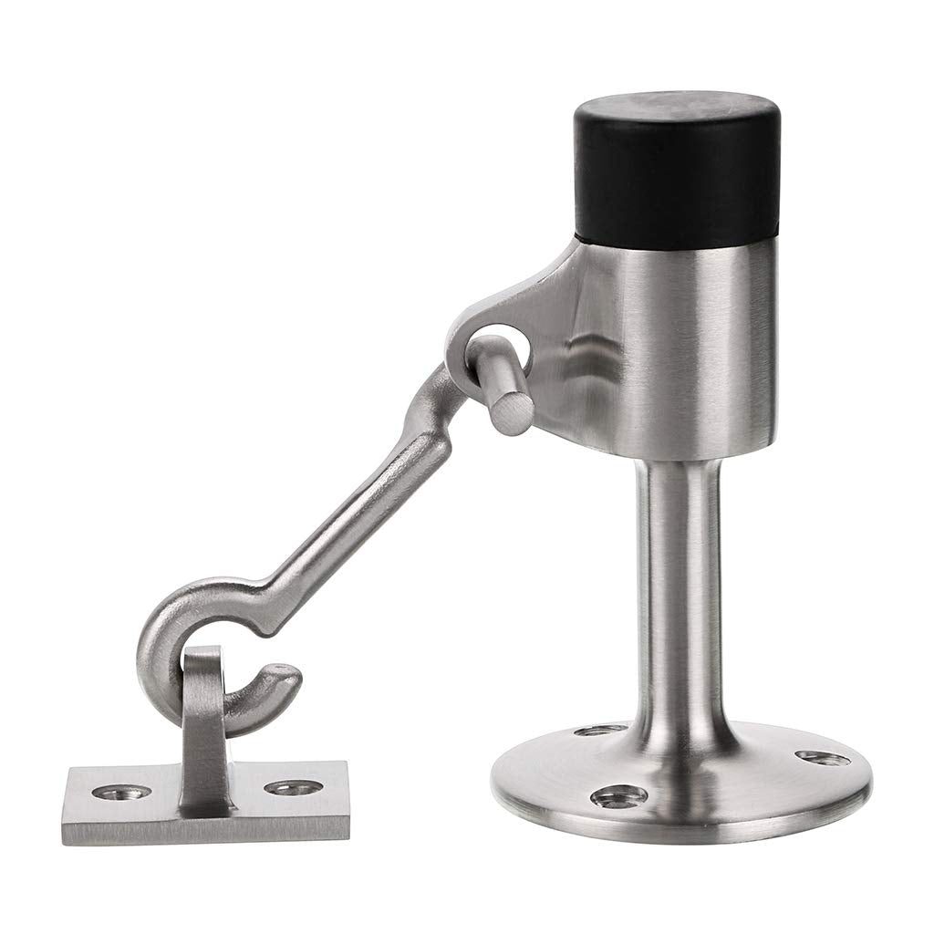 Sumnacon Stainless Steel Door Stopper With Hook, Heavy Duty Doorstop With Scews - Wall Mounted Door Stopper For Home Office, Sil