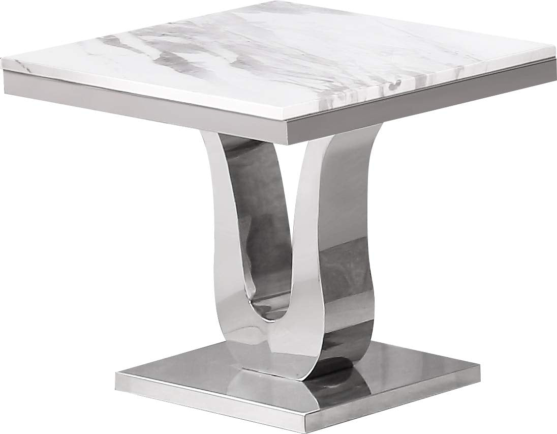 Best Quality Furniture 3Pc (Coffee, End And Console Tables) White, Silver