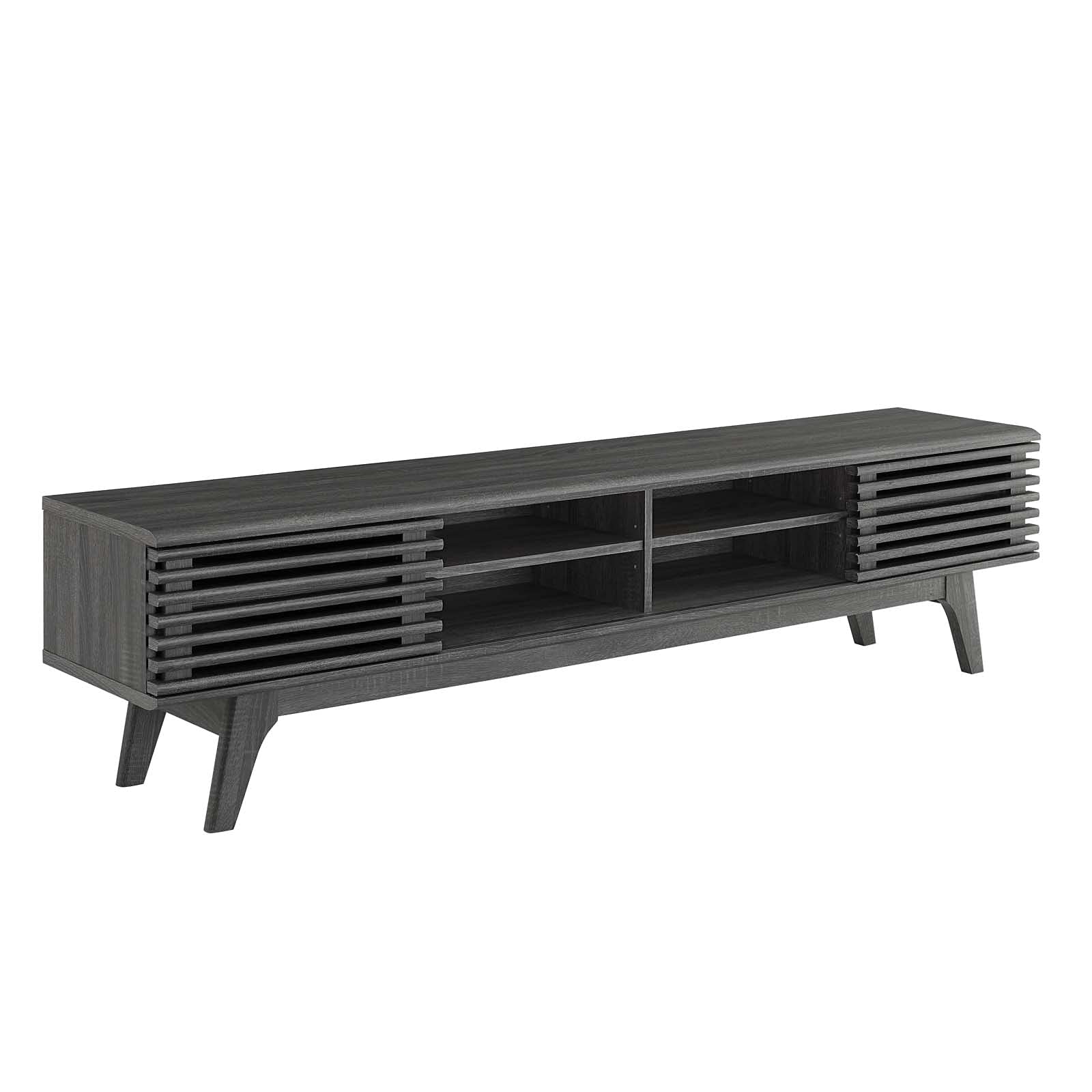 Modway Render Mid-Century Modern Low Profile 70 Inch Media Console TV Stand in Charcoal, 70&quot;