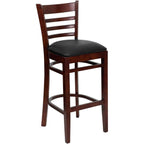 Flash Furniture Hercules Series Ladder Back Natural Wood Restaurant Barstool - Burgundy Vinyl Seat