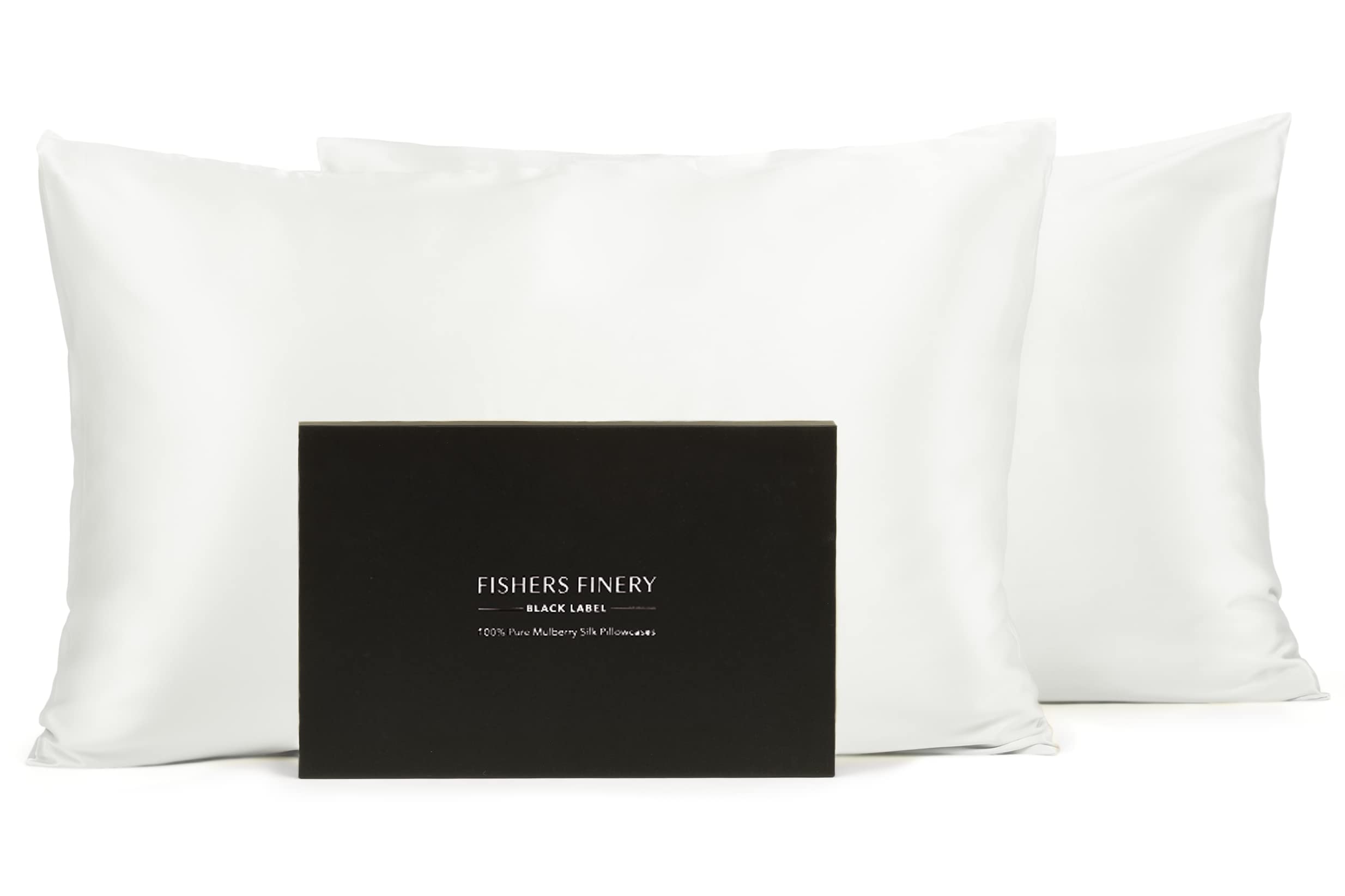 Fishers Finery 30Mm 100% Pure Mulberry Silk Pillowcase Set, Good Housekeeping Quality Tested (White, King, 2 Pack)