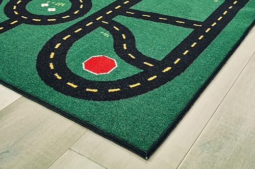 Carpets For Kids Kid$Value 48.22 Go-Go Driving Play Rug 4Ft X 6Ft Rectangle Green