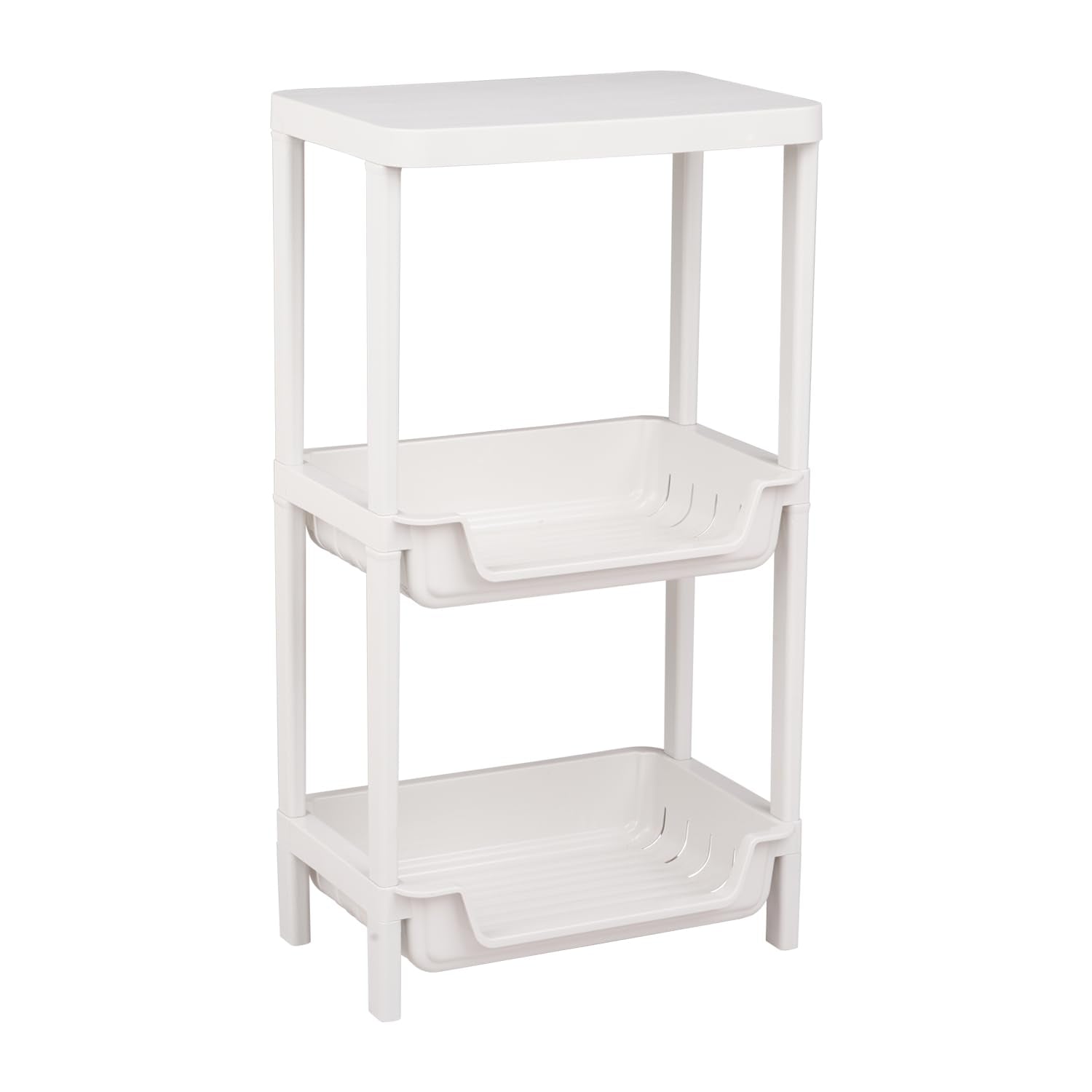 Epicasa 3Tier Plastic Multipurpose Storage Organizer Rack | Utility Cart For Living Room, Bathroom, Kitchen, Office | Grey
