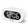 REACHER Small LED Digital Alarm Clock with Snooze, Simple to Operate, Full Range Brightness Dimmer, Adjustable Alarm Volume, Out