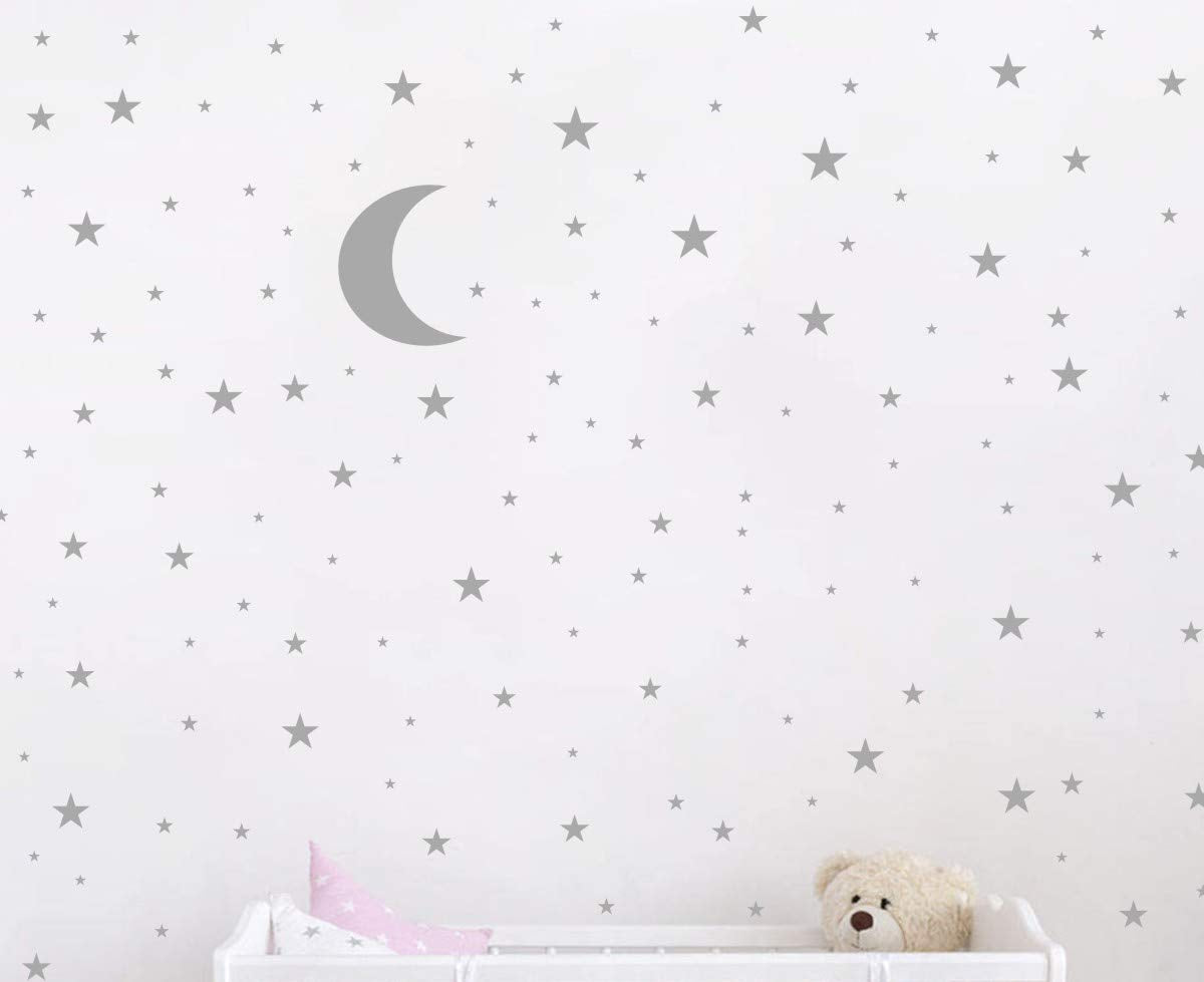 Moon and Stars Wall Decal Vinyl Sticker for Kids Boy Girls Baby Room Decoration Good Night Nursery Wall Decor Home House Bedroom