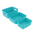 Tot2Hom Storage Basket Set Of 3 Organizer Baskets For Kitchen, Bathroom & Shelves, Durable Plastic Smart Shelf Baskets For Veget