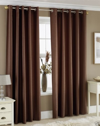 Exporthub 2 Piece Eyelet Polyester Long Door Curtain Set  9ft, Brown