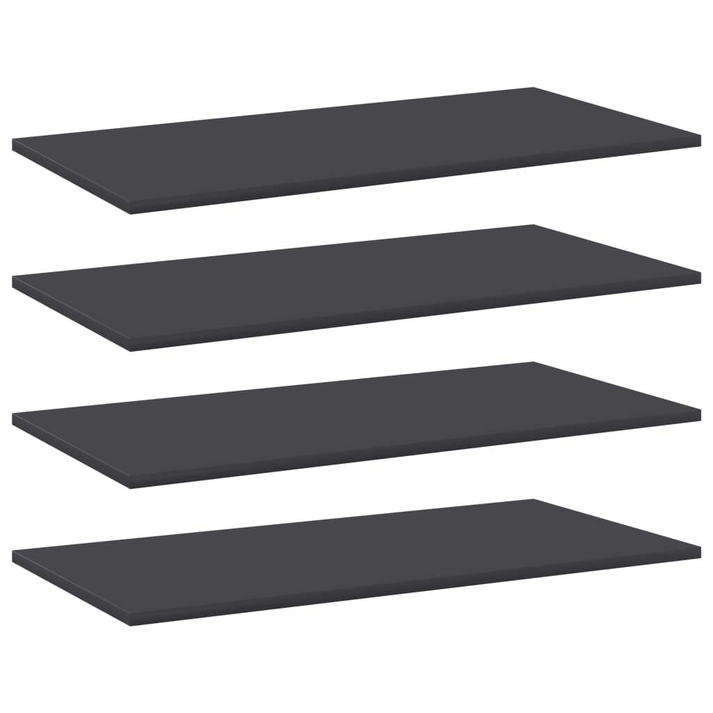 vidaXL Gray Bookshelf Boards | Set of 4 | Engineered Wood | Modern Home Storage Solution | Easy to Install and Clean | 31.5&quot;x15.7&quot;x0.6&quot;