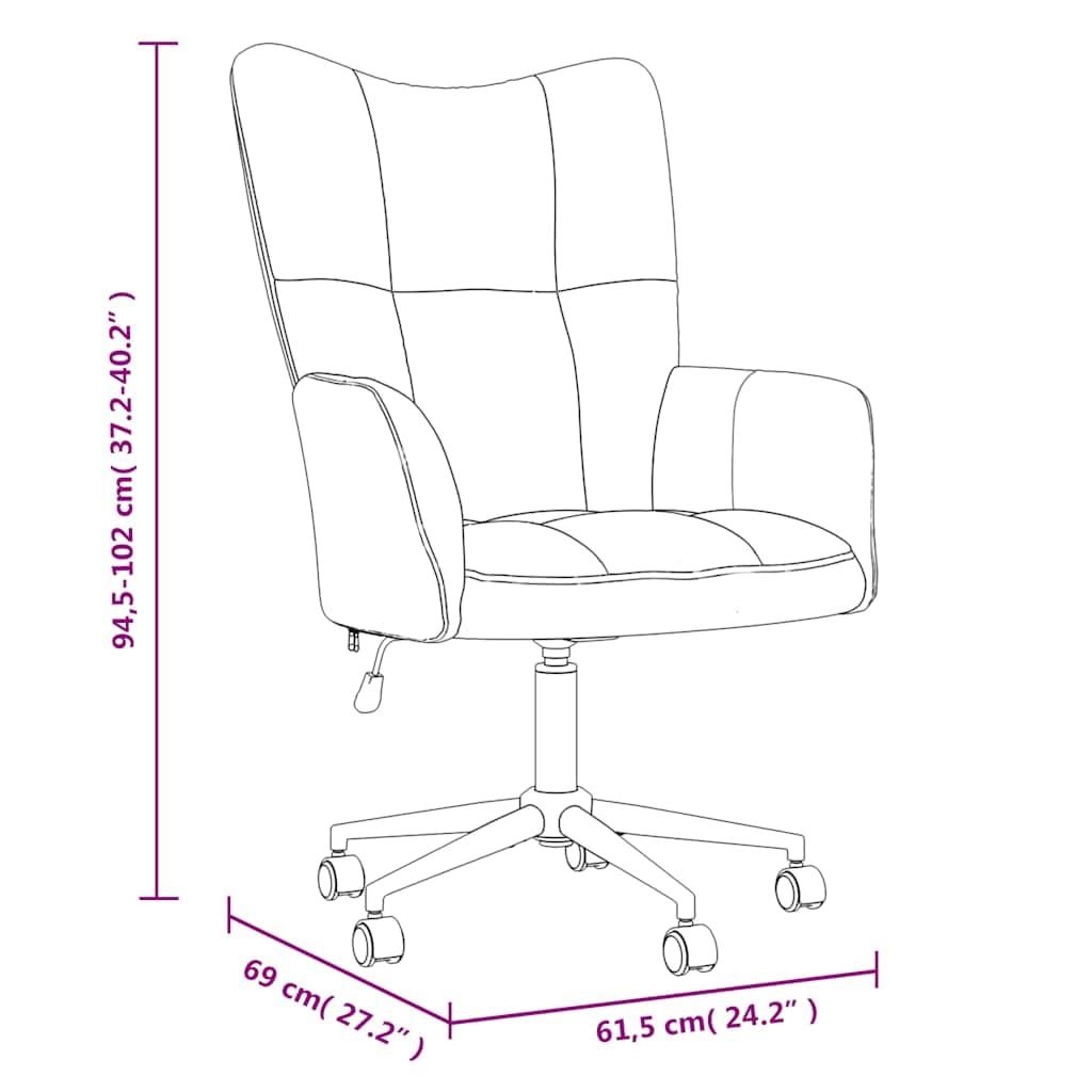 vidaXL Recliner Chair with Wheels Rotatable Height Adjustable TV Chair Upholstered Chair Relaxing Chair Wing Chair Living Room Dark Green Velvet, 328163