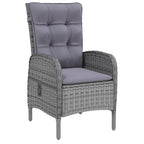 vidaXL Patio Dining Set 9 Piece Garden Outdoor Lawn Yard Terrace Balcony Reclining Table and Chair Seat Seating Recliner Furniture Poly Rattan Gray