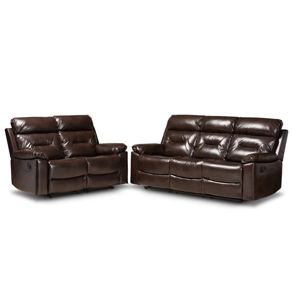 Baxton Studio Byron Dark Brown 2-Piece Reclining Living Room Set