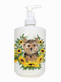 Caroline's Treasures CK2933SOAP Norwich Terrier in Sunflowers Ceramic Soap Dispenser Hand Soap Dispenser Pump Bottles for Bathro