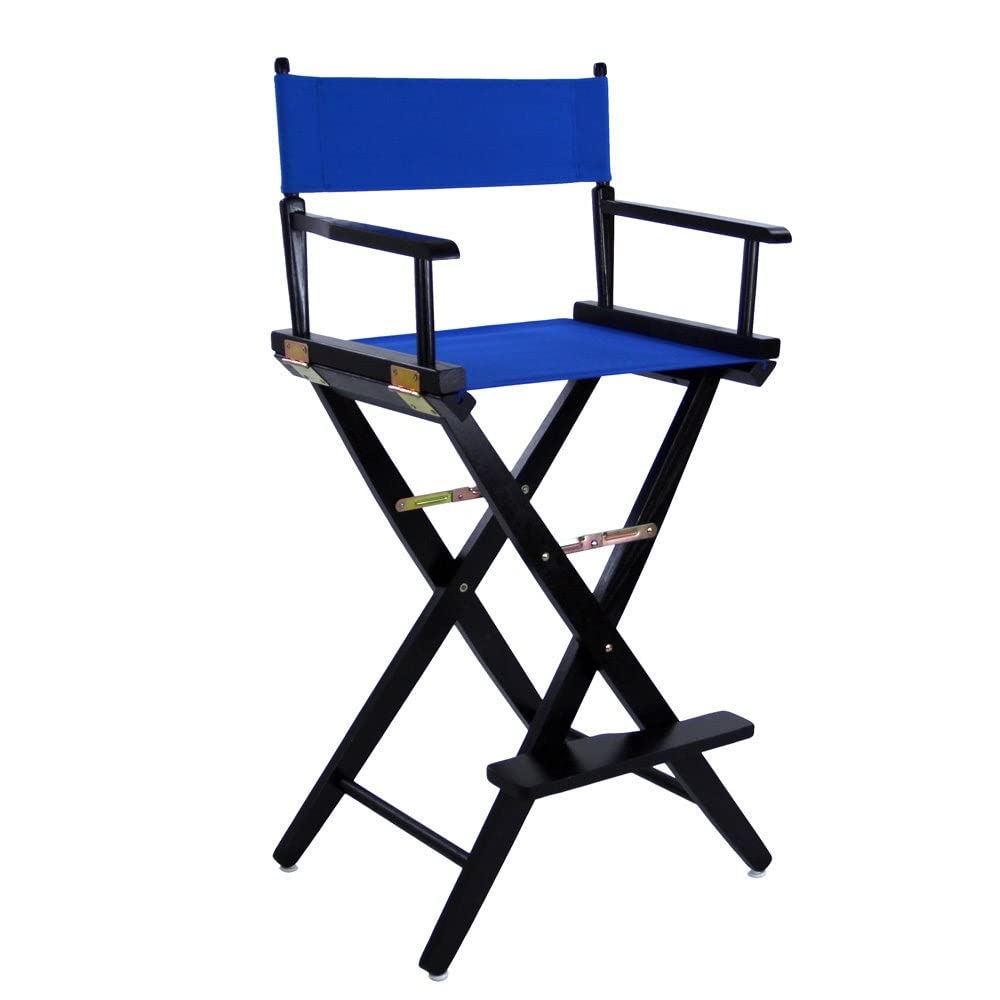 American Trails Extra-Wide Premium 30&quot; Director's Chair Black Frame with Royal Blue Canvas, Bar Height