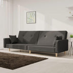vidaXL 2-Seater Dark Gray Fabric Sofa Bed - Convertible Loveseat with Pillows for Living Room, Dorm, Apartment, Modern Design Sleeper Couch