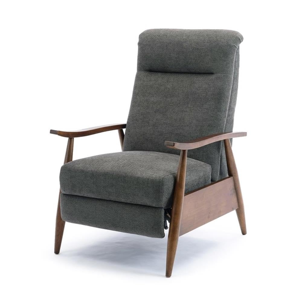 Comfort Pointe Soren Charcoal Polyester Fabric Wood Arm Push Back Recliner
