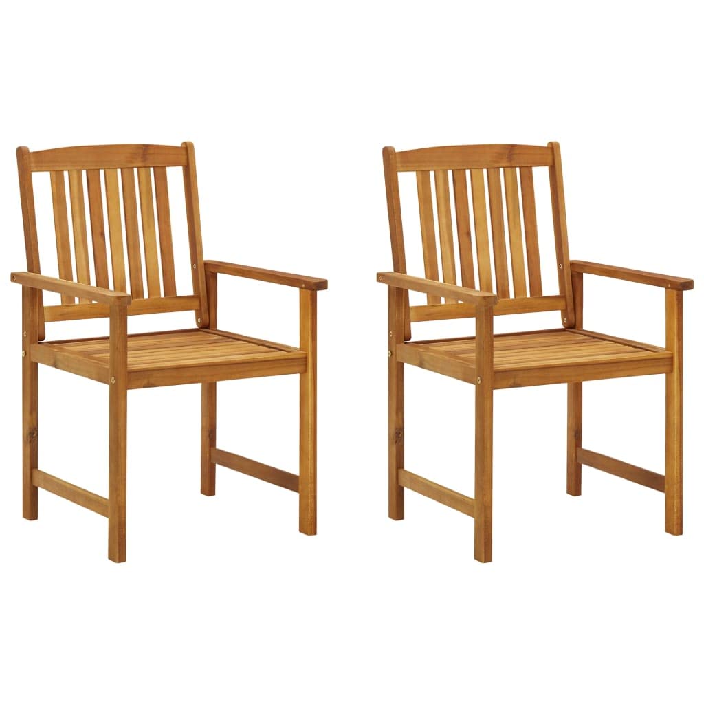 vidaXL 2X Solid Acacia Wood Patio Chairs with Cushions Lounge Seating Outdoor Garden Patio Balcony Terrace Wooden Dining Dinner Seat