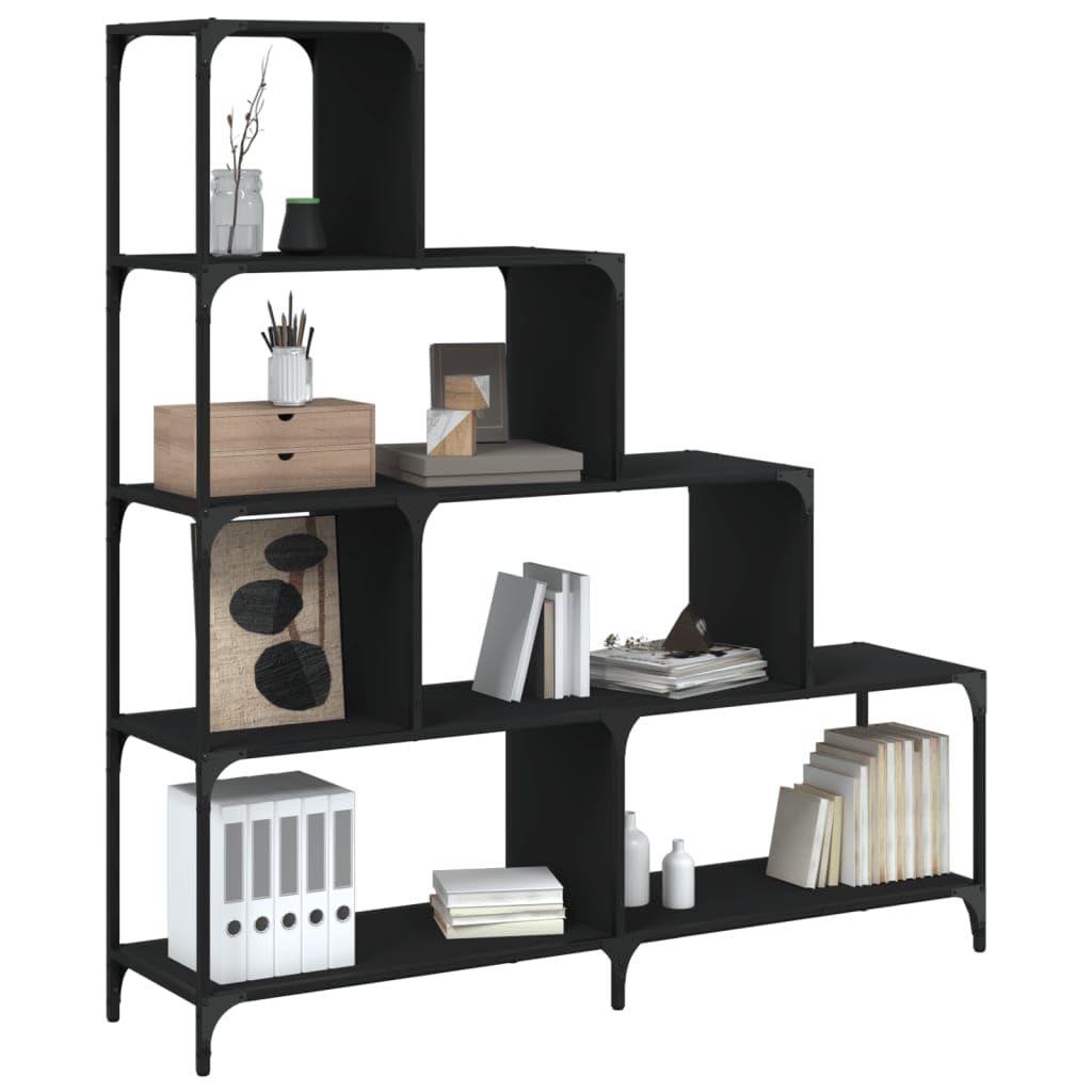 vidaXL Bookcase 4 Shelves Black 139 x 33.5 x 149 cm Wood Material, 842476