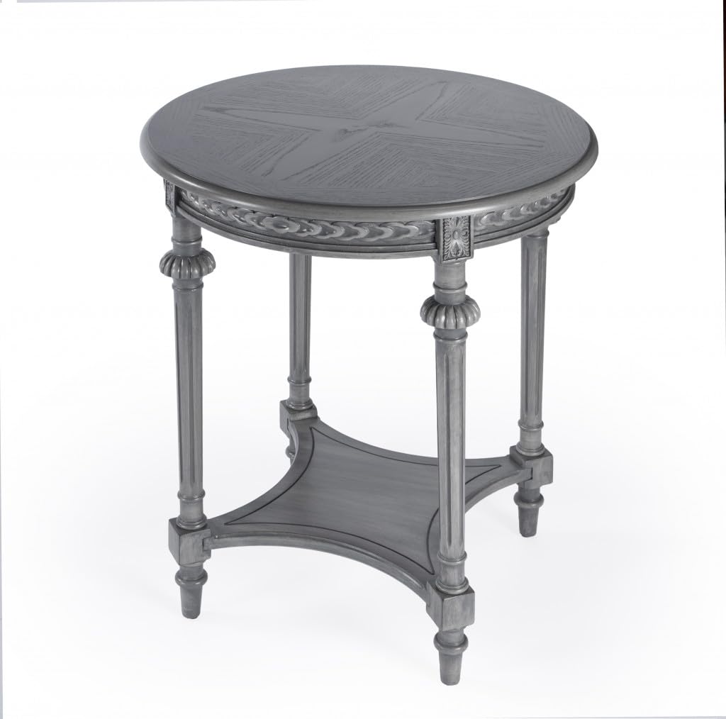 HomeRoots 488983 27 x 24 x 24 in. Gray Classic Round End Table with Shelf