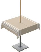 Queenker Outdoor Tablecloth With Umbrella Hole, Khaki And White Stripe Square Tables Waterproof Tabletop Collection For Patio, G
