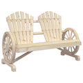 vidaXL Solid Fir Wood Patio Adirondack Chair-Brown 2-Seater for Garden/Deck/Pool, with Ergonomic Design and Wagon-Wheel Armrests