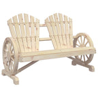 vidaXL Solid Fir Wood Patio Adirondack Chair-Brown 2-Seater for Garden/Deck/Pool, with Ergonomic Design and Wagon-Wheel Armrests