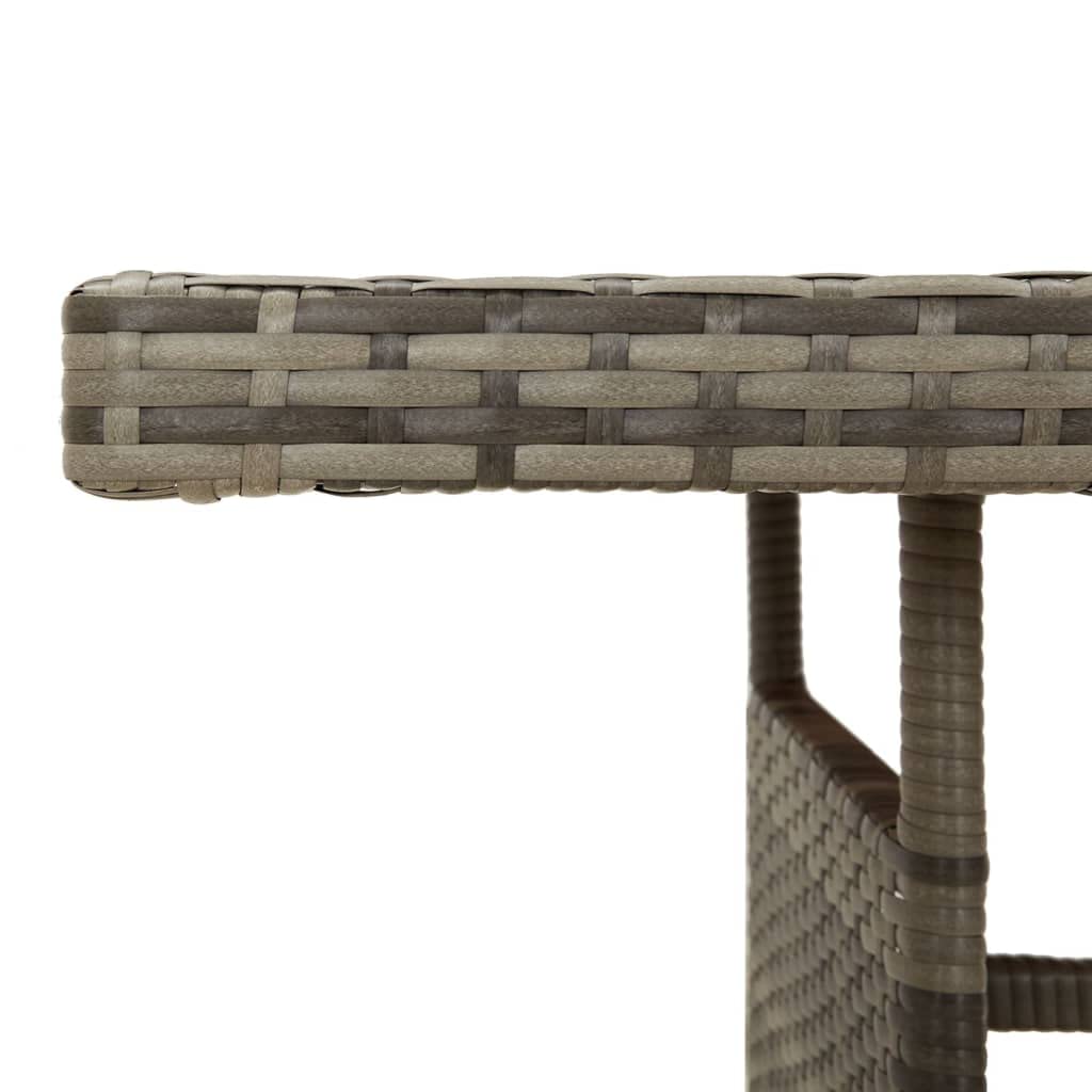 vidaXL Patio Table, Outdoor Dining Table, Solid Acacia Wood Top, Robust Steel Frame, PE Rattan Construction, Weather-Resistant, Gray, Rectangular (63" x 27.6" x 28.3")