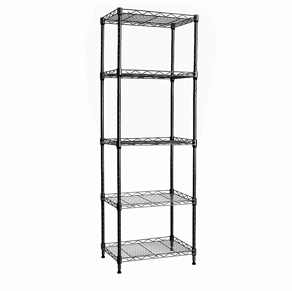 Regiller 5-Wire Shelving Metal Storage Rack Adjustable Shelves, Standing Storage Shelf Units For Laundry Bathroom Kitchen Pantry Closet(Black, 16.6L X 11.8W X 53.5H)