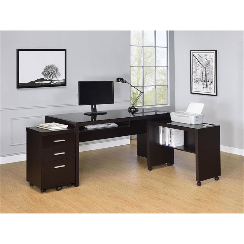 Coaster Skeena 3-Piece Transitional Wood Home Office Set Cappuccino