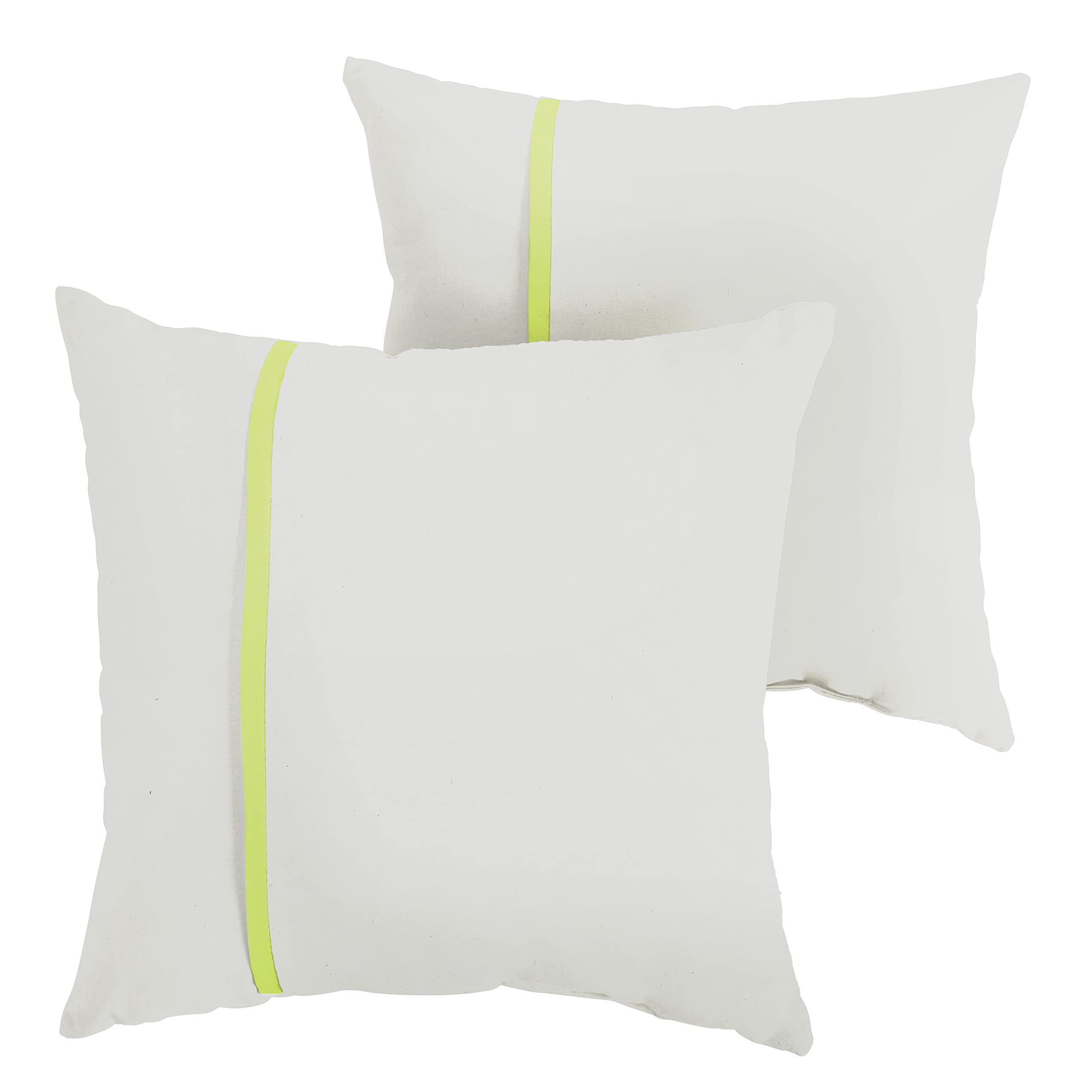 Sorra Home X Sunbrella Indoor Outdoor Square Pillows, Set Of 2, 16X16, Canvas Natural Ivory & Bright Green