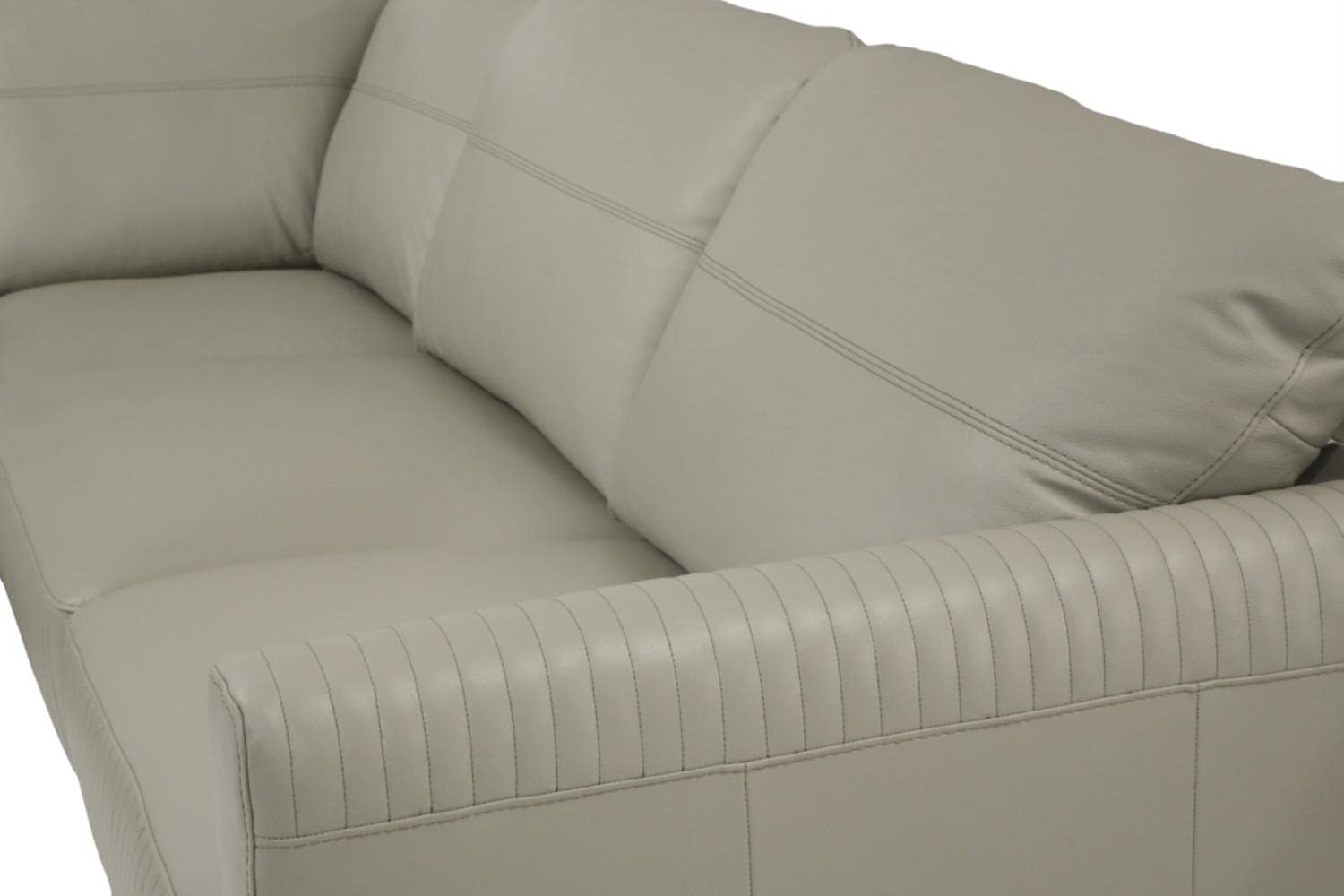 Acme Tampa Right Facing Leather Sectional in Pearl Gray