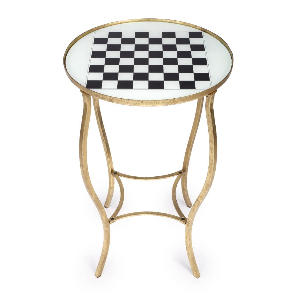 HomeRoots Antique Gold Black and White Game Table
