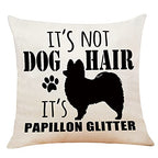 M-Qizi Decorative Papillon Pillow Cover - 18' X 18' Dog Pillow Cover, Papillon Gifts, Dog Home Decor, Dog Owner Gifts For Wome
