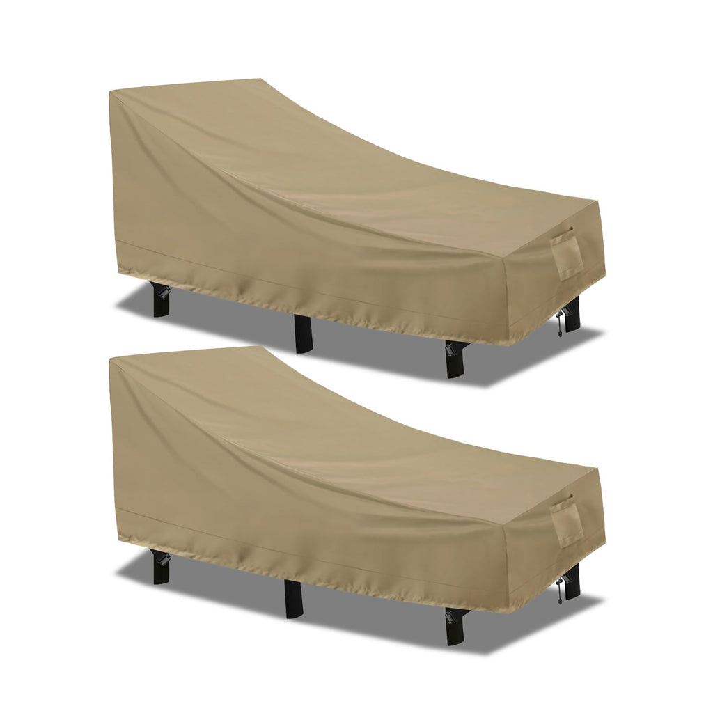 Purefit Outdoor Chaise Lounge Cover, Lounge Chair Covers Waterproof Patio Furniture Lounge Chair Cover, Uv Resistant & Weatherproof, 2 Pack, 78'L X 35.5'W X 33'H Inches, Camel
