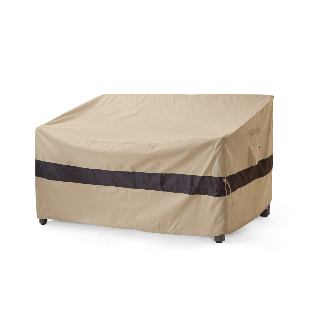 Wj-X3 2-Seater Outdoor Loveseat Covers, Heavy Duty Patio Couch Covers, Patio Sofa Covers Waterproof, High Wind Resistant Design For Outdoor Furniture Cover, 58W X 40D X 35H, Beige & Coffee