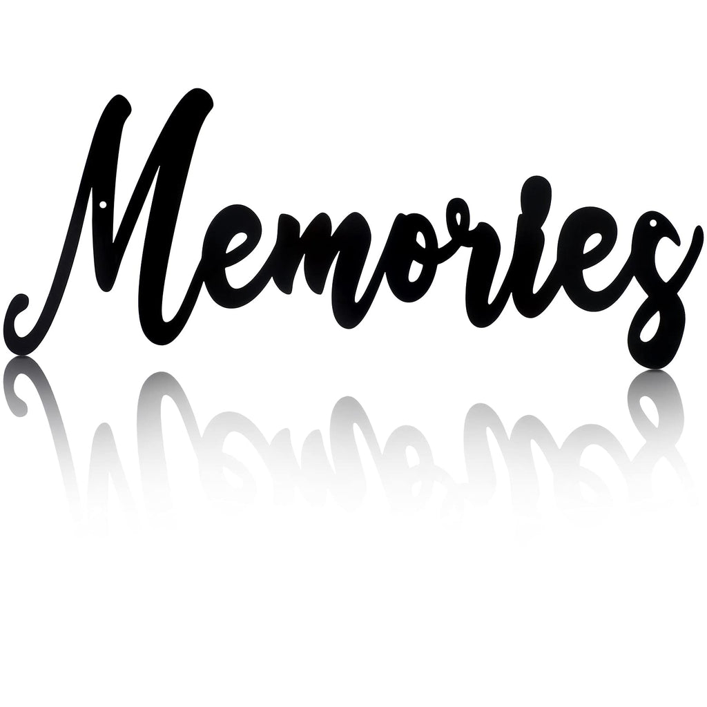 Hotop Metal Word Sign Memories Word Sign Rustic Black Cutout Memories Wall Decor for Home Library Office DIY Party Housewarming 