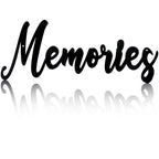 Hotop Metal Word Sign Memories Word Sign Rustic Black Cutout Memories Wall Decor for Home Library Office DIY Party Housewarming 