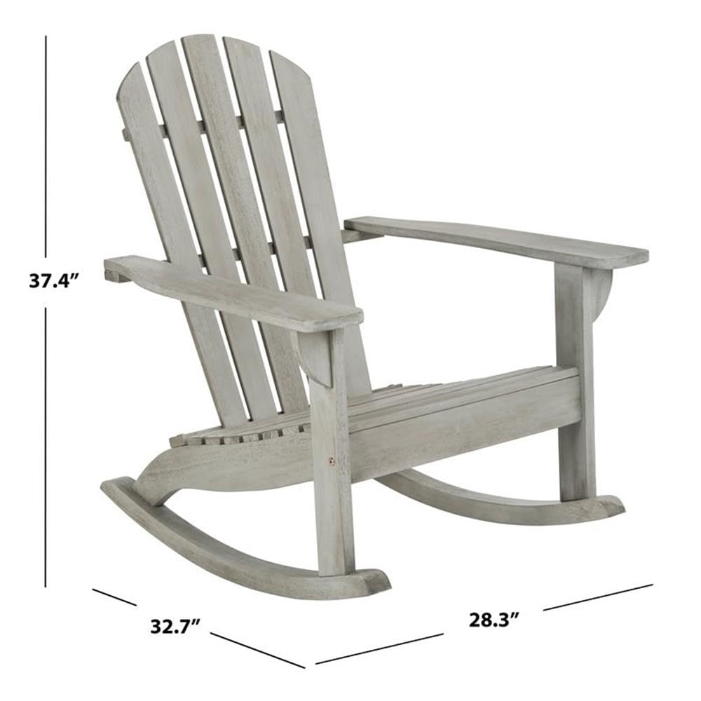 Safavieh Pat7042A Outdoor Collection Brizio Teak Rocking Adirondack Chair