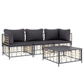 vidaXL 4-Piece Modular Anthracite Grey Patio Lounge Set - Weather-Resistant Poly Rattan with Steel Frame and Comfortable Cushion