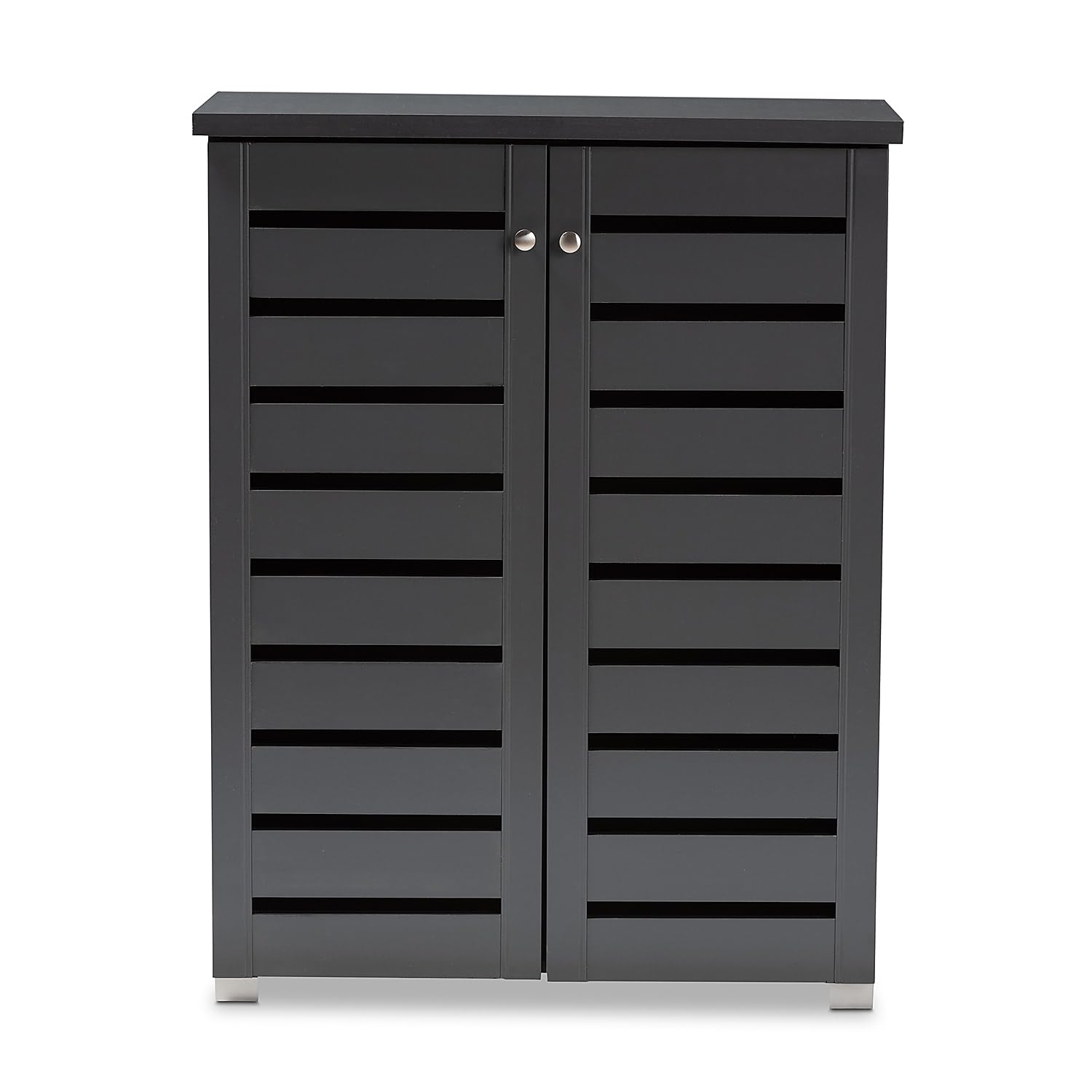 Baxton Studio Adalwin 2-Door Shoe Storage Cabinet, Dark Gray (152-9170-HiT)