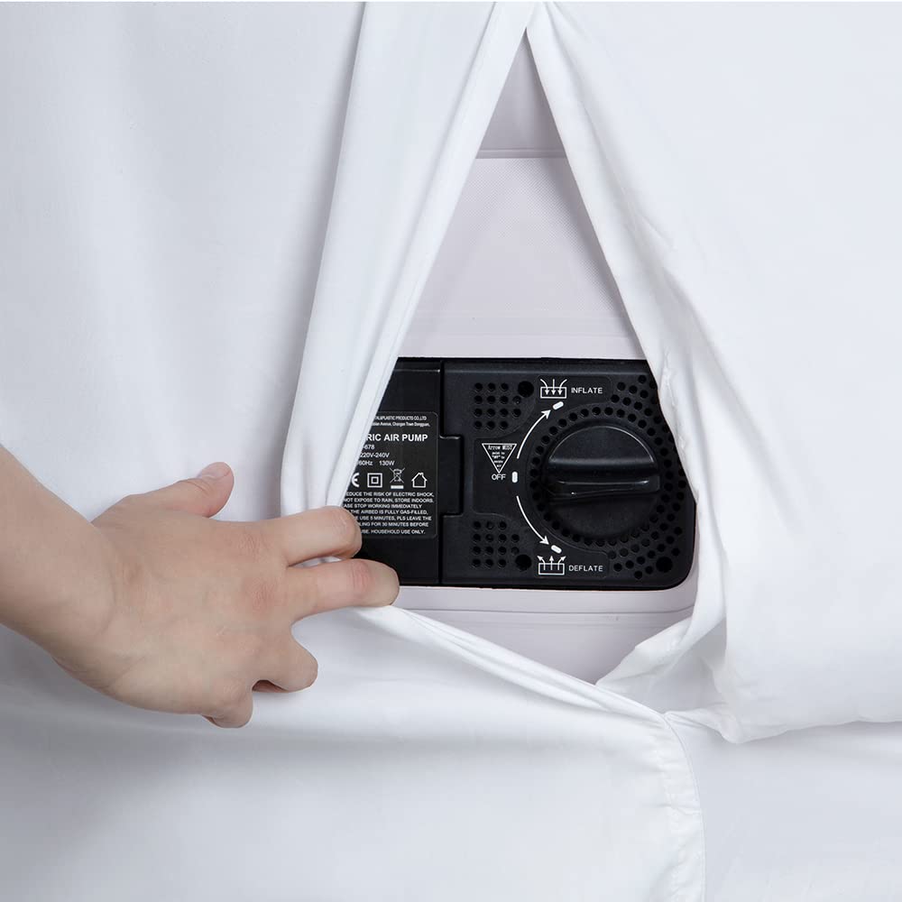 Bedecor Fitted Sheet For Air Mattress Inflate Without Disassembly Convenient & Firm Deep Up To 21'' White -King