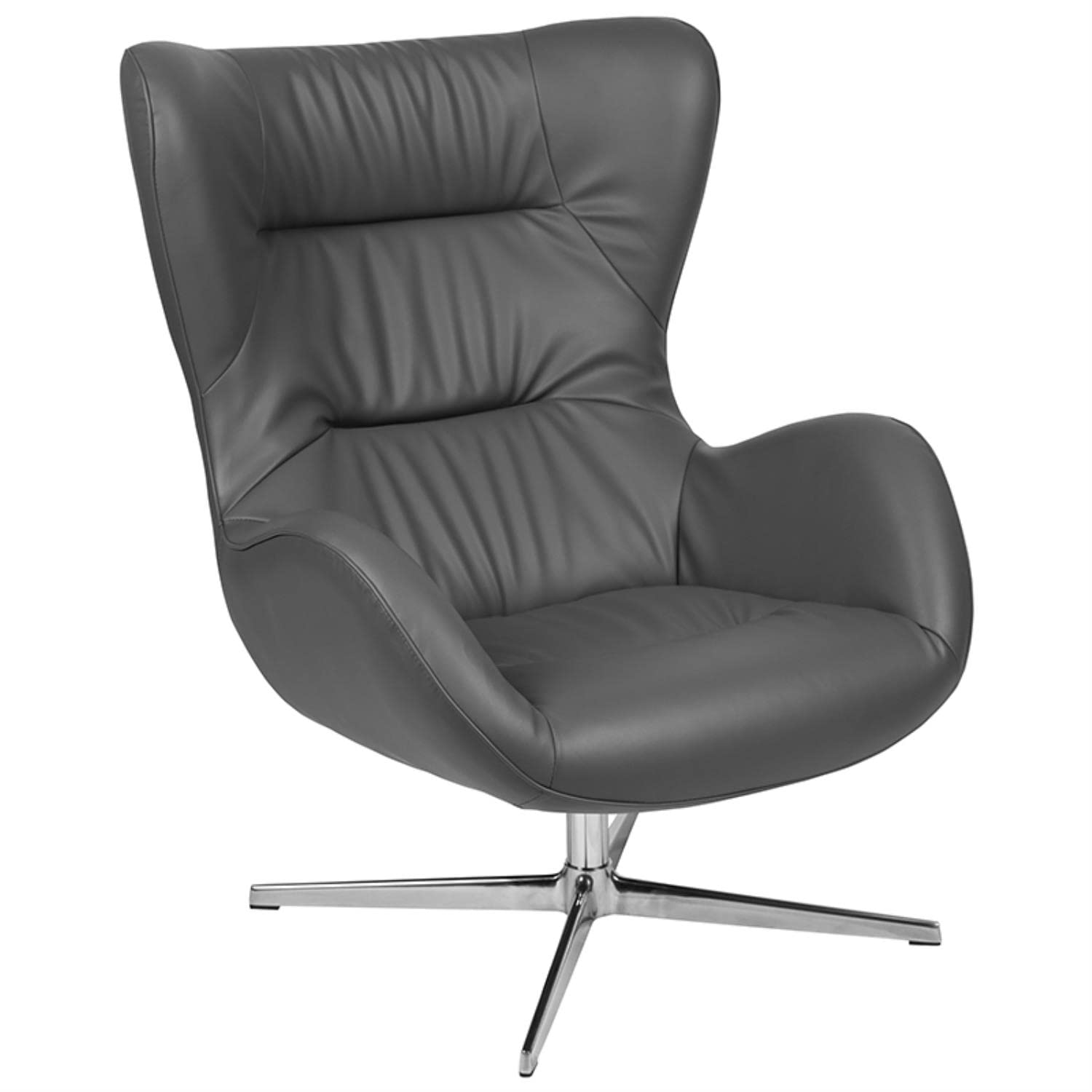 Flash Furniture Rally Gray Leathersoft Swivel Wing Chair