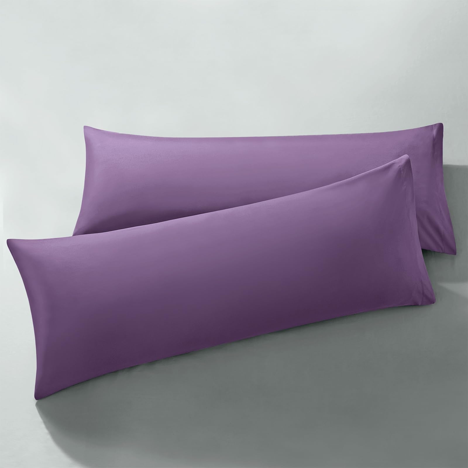 Milvowoc 2Pcs Brushed Microfiber Body Pillowcases - 20 X 55 Inch, Purple Pillow Case Set Non Slip Envelope Pillow Cover With Moi