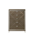 Acme Skylar 5-Drawers Wood Bedroom Chest with Acrylic Legs in Dark Champagne