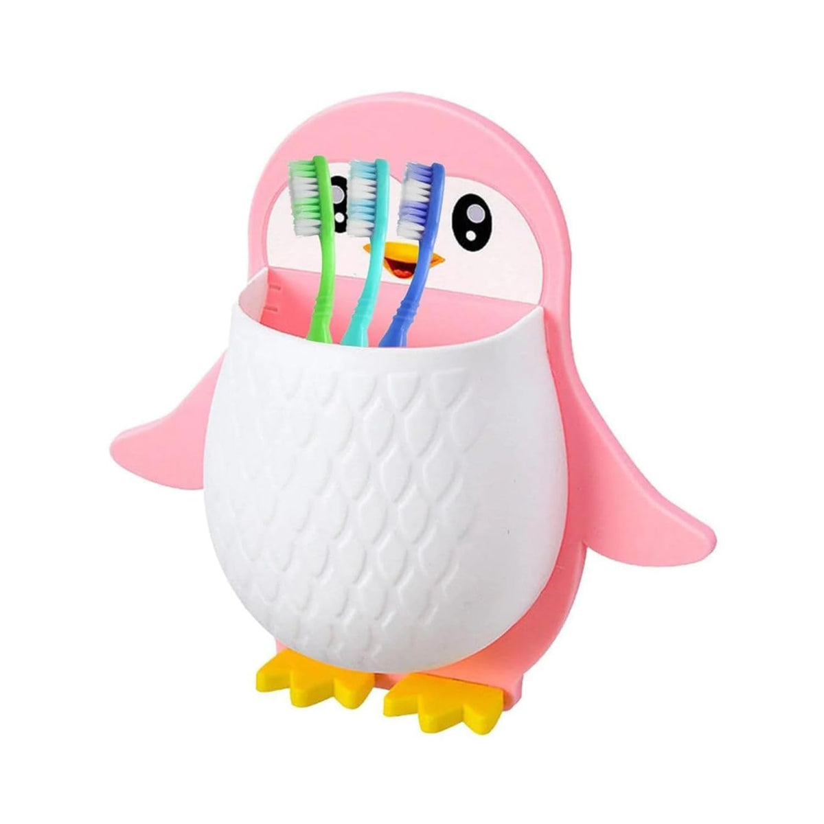 Busa Plastic Toothbrush Holder, Plastic Wall Mounted Penguin Shape Self Adhesive Stick Storage Organizer for Kitchen Chopsticks,