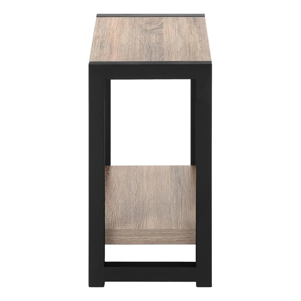 Monarch Specialties I 2083 Accent Table, Side, End, Narrow, Small, 2 Tier, Living Room, Bedroom, Metal, Laminate, Brown, Black, Contemporary, Modern