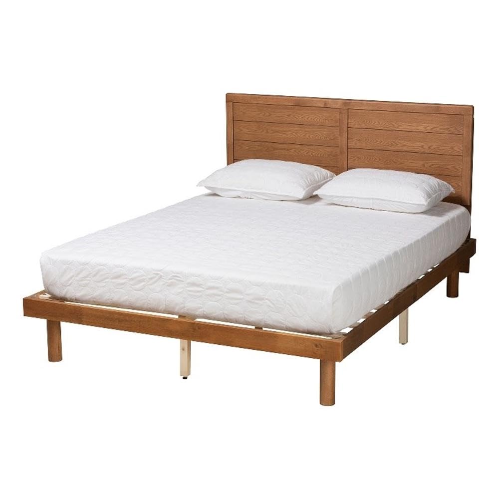 Baxton Studio Daina Mid-Century Modern Ash Walnut Finished Wood Full Size Platform Bed