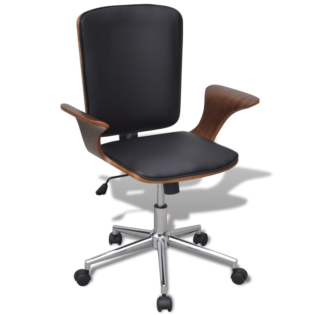 vidaXL Rotating Office Chair Curved Wood with Artificial Leather Coating