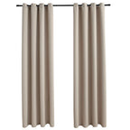 vidaXL Elegant Design Blackout Curtains with Rings for Privacy and Light Blocking - Beige, 54"x63", 100% Polyester Fabric