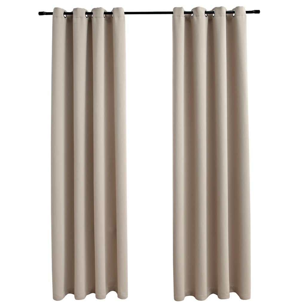 vidaXL Elegant Design Blackout Curtains with Rings for Privacy and Light Blocking - Beige, 54"x63", 100% Polyester Fabric
