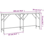 vidaXL Engineered Wood Console Table with Metal Frame - Black, Sturdy, Adjustable Feet for Stability, Industrial Style, for Entryway or Living Room - 70.9" Length, 29.5" Height
